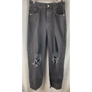 Wild Fable Womens Sz 8/29R Black High Rise Distressed Denim Baggy Jeans